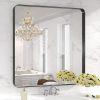 LOAAO 28X36 Inch Black Metal Framed Bathroom Mirror for Wall, Matte Black Bathroom Vanity Mirror Farmhouse, Anti-Rust, Tempered Glass, Hangs Horizontally or Vertically 4