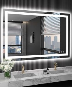 LOAAO 40X32 LED Bathroom Mirror with Lights, Anti-Fog, Dimmable, Backlit + Front Lit, Lighted Bathroom Vanity Mirror for Wall, Memory Function, Waterproof, Tempered Glass