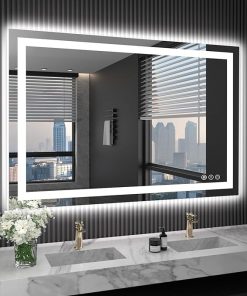 LOAAO 48X36 LED Bathroom Mirror with Lights, Anti-Fog, Dimmable, Backlit + Front Lit, Lighted Bathroom Vanity Mirror for Wall, Shatter-Proof, Memory Function, ETL Listed