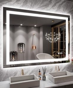 LOAAO 40X30 LED Bathroom Mirror with Lights, Anti-Fog, Dimmable, Backlit + Front Lit, Lighted Bathroom Vanity Mirror for Wall, Memory Function, Tempered Glass, ETL Listed