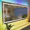 LOAAO 55”X36“ RGB LED Bathroom Mirror with Lights, Large, Anti-Fog, Dimmable Smart Lighted Bathroom Vanity Mirror, Multiple Light Modes, RGB Backlit + Front Light, Memory Function, Tempered Glass 4