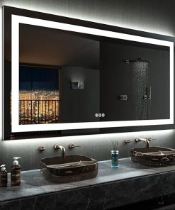 LOAAO 72”X40“ RGB LED Bathroom Mirror with Lights, Large, Anti-Fog, Dimmable Smart Lighted Bathroom Vanity Mirror, Multiple Light Modes, RGB Backlit + Front Light, Memory Function, Tempered Glass