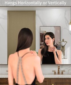 LOAAO 48”X36” Bronze Bathroom Mirrors for Vanity, Rounded Rectangle Brushed Bronze Metal Frame Mirror, Anti-Rust, Tempered Glass, Hangs Horizontally or Vertically 2