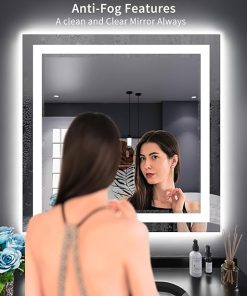 LOAAO 38″X38″ LED Bathroom Mirror with Lights, Anti-Fog, Dimmable, Backlit + Front Lit, Lighted Bathroom Vanity Mirror for Wall, Memory Function, Tempered Glass, Shatter-Proof, ETL Listed 2