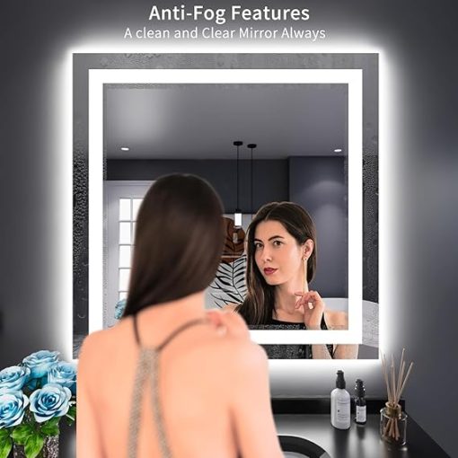 LOAAO 38"X38" LED Bathroom Mirror with Lights, Anti-Fog, Dimmable, Backlit + Front Lit, Lighted Bathroom Vanity Mirror for Wall, Memory Function, Tempered Glass, Shatter-Proof, ETL Listed - Image 2