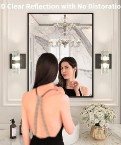 LOAAO 28″X36″ Black Rectangle Bathroom Mirror Wall, Matte Black Aluminum Alloy Frame, Tempered Glass, Hangs Vertically or Horizontally, Easy to Install 2