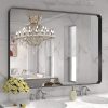 LOAAO 48X32 Inch Black Metal Framed Bathroom Mirror for Wall, Matte Black Bathroom Vanity Mirror Farmhouse, Large Rounded Rectangle Mirror, Anti-Rust, Tempered Glass, Hangs Horizontally or Vertically 3