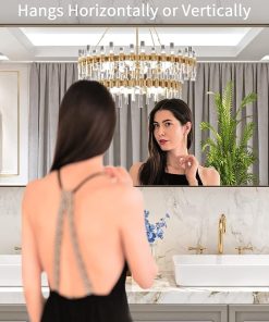 LOAAO 55”X30” Bronze Bathroom Mirrors for Vanity, Rounded Rectangle Brushed Bronze Metal Frame Mirror, Anti-Rust, Tempered Glass, Hangs Horizontally or Vertically 2