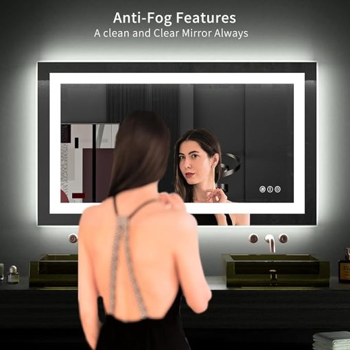 LOAAO 40X24 LED Bathroom Mirror with Lights, Anti-Fog, Dimmable, Backlit + Front Lit, Lighted Bathroom Vanity Mirror for Wall, Memory Function, Tempered Glass (Safe to Use) - Image 2