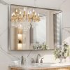 LOAAO 48X32 Inch Brushed Nickel Bathroom Mirror, Rounded Rectangle Silver Metal Frame Mirror, Brushed Nickel, Anti-Rust, Shatter Proof, Hangs Horizontally or Vertically 3