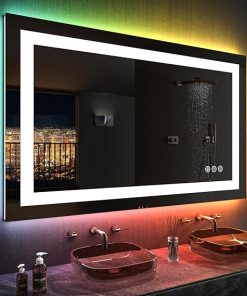 LOAAO 40”X30“ RGB LED Bathroom Mirror with Lights for Bathroom, Anti-Fog, Dimmable，Multiple Light Modes, RGB Backlit + Front Light, Memory Function, Tempered Glass 2