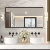 LOAAO 60″X28″ Black Rectangle Bathroom Mirror Wall, Matte Black Aluminum Alloy Frame, Tempered Glass, Hangs Vertically or Horizontally, Easy to Install 3