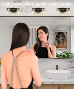 LOAAO 72X36 Inch Black Metal Framed Bathroom Mirror for Wall, Matte Black Bathroom Vanity Mirror Farmhouse, Large Rounded Rectangle Mirror, Anti-Rust, Shatter-Proof, Hangs Horizontally or Vertically 2