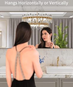 LOAAO 60”X28” Bronze Bathroom Mirrors for Vanity, Rounded Rectangle Brushed Bronze Metal Frame Mirror, Anti-Rust, Tempered Glass, Hangs Horizontally or Vertically 2