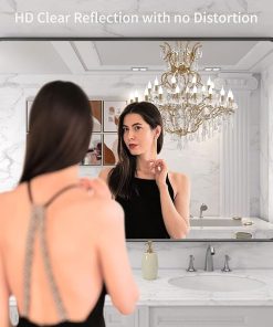 LOAAO 48X32 Inch Black Metal Framed Bathroom Mirror for Wall, Matte Black Bathroom Vanity Mirror Farmhouse, Large Rounded Rectangle Mirror, Anti-Rust, Tempered Glass, Hangs Horizontally or Vertically 2