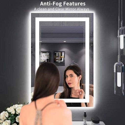 LOAAO 24"X36" LED Bathroom Mirror with Lights, Anti-Fog, Dimmable, Backlit + Front Lit, Lighted Bathroom Vanity Mirror for Wall, Memory Function, Tempered Glass, Safe to Use, ETL Listed - Image 2