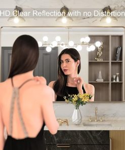 LOAAO 60”X36” Gold Bathroom Mirror, Rounded Rectangle Gold Frame Mirror, Brushed Gold Bathroom Vanity Mirror Wall-Mounted, Anti-Rust, Tempered Glass, Hangs Horizontally or Vertically 2