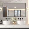 LOAAO 48″X36″ Black Rectangle Bathroom Mirror Wall, Matte Black Aluminum Alloy Frame, Tempered Glass, Hangs Vertically or Horizontally, Easy to Install 4