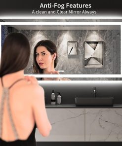 LOAAO 84″X40″ LED Bathroom Mirror with Lights, Anti-Fog, Dimmable, Backlit + Front Lit, Lighted Bathroom Vanity Mirror for Wall, Memory Function, Tempered Glass, Shatter-Proof, ETL Listed 2