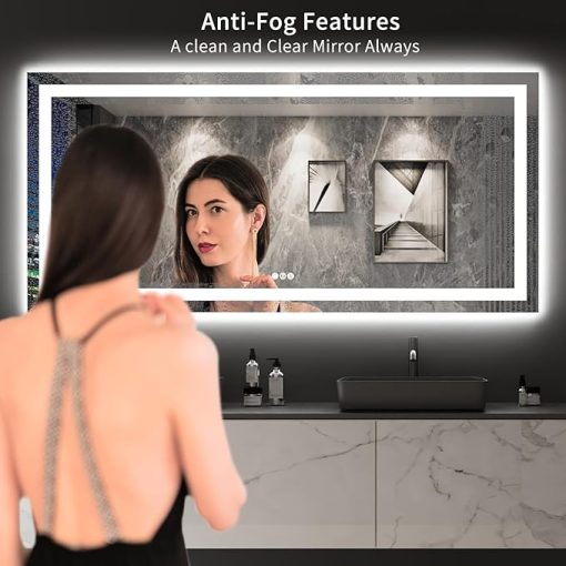 LOAAO 84"X40" LED Bathroom Mirror with Lights, Anti-Fog, Dimmable, Backlit + Front Lit, Lighted Bathroom Vanity Mirror for Wall, Memory Function, Tempered Glass, Shatter-Proof, ETL Listed - Image 2