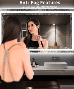 LOAAO 72X40 LED Bathroom Mirror with Lights, Anti-Fog, Dimmable, Backlit + Front Lit, Lighted Bathroom Vanity Mirror for Wall, Memory Function, Tempered Glass, ETL Listed 2
