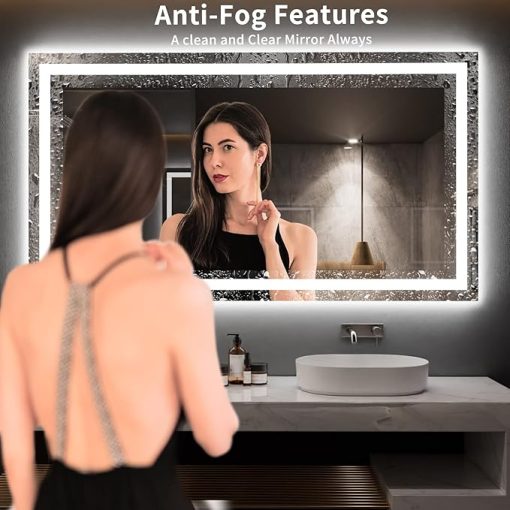 LOAAO 72X40 LED Bathroom Mirror with Lights, Anti-Fog, Dimmable, Backlit + Front Lit, Lighted Bathroom Vanity Mirror for Wall, Memory Function, Tempered Glass, ETL Listed - Image 2