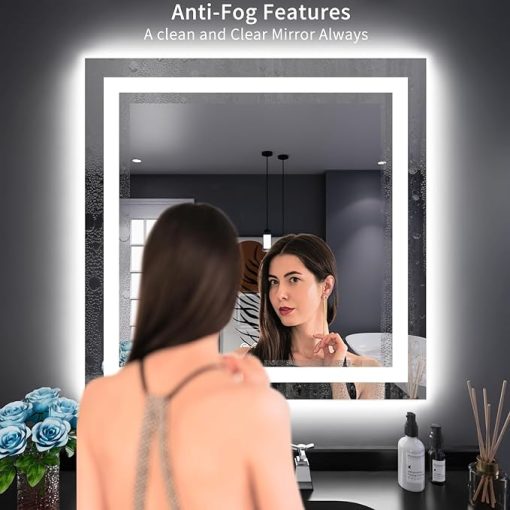 LOAAO 32"X32" LED Bathroom Mirror with Lights, Anti-Fog, Dimmable, Backlit + Front Lit, Lighted Bathroom Vanity Mirror for Wall, Memory Function, Tempered Glass, Shatter-Proof, ETL Listed - Image 2