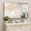 LOAAO 55X30 Inch Brushed Nickel Bathroom Mirror, Rounded Rectangle Silver Metal Frame Mirror, Brushed Nickel, Anti-Rust, Shatter Proof, Hangs Horizontally or Vertically 4