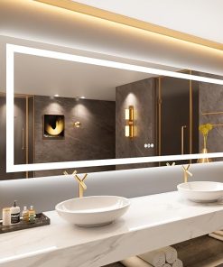 LOAAO 84X32 LED Bathroom Mirror with Lights, Anti-Fog, Dimmable, Backlit + Front Lit, Lighted Bathroom Vanity Mirror for Wall, Memory Function, Tempered Glass, ETL Listed