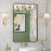 LOAAO 30”X36” Bronze Bathroom Mirrors for Vanity, Rounded Rectangle Brushed Bronze Metal Frame Mirror, Anti-Rust, Tempered Glass, Hangs Horizontally or Vertically 3