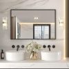 LOAAO 48″X36″ Black Rectangle Bathroom Mirror Wall, Matte Black Aluminum Alloy Frame, Tempered Glass, Hangs Vertically or Horizontally, Easy to Install 3