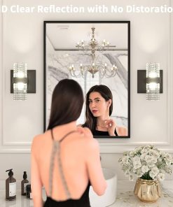 LOAAO 22″X30″ Black Rectangle Bathroom Mirror Wall, Matte Black Aluminum Alloy Frame, Hangs Vertically or Horizontally, Easy to Install 2