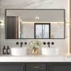 LOAAO 72″X32″ Black Rectangle Bathroom Mirror Wall, Matte Black Aluminum Alloy Frame, Tempered Glass, Hangs Vertically or Horizontally, Easy to Install 4