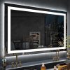 LOAAO 55”X36“ RGB LED Bathroom Mirror with Lights, Large, Anti-Fog, Dimmable Smart Lighted Bathroom Vanity Mirror, Multiple Light Modes, RGB Backlit + Front Light, Memory Function, Tempered Glass 3