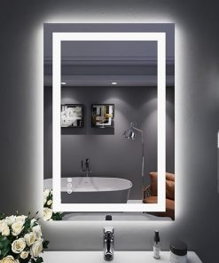LOAAO 24″X36″ LED Bathroom Mirror with Lights, Anti-Fog, Dimmable, Backlit + Front Lit, Lighted Bathroom Vanity Mirror for Wall, Memory Function, Tempered Glass, Safe to Use, ETL Listed