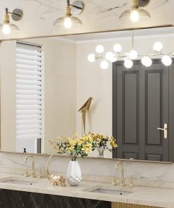 LOAAO 60”X36” Gold Bathroom Mirror, Rounded Rectangle Gold Frame Mirror, Brushed Gold Bathroom Vanity Mirror Wall-Mounted, Anti-Rust, Tempered Glass, Hangs Horizontally or Vertically