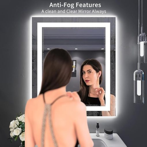 LOAAO 30X36 LED Bathroom Mirror with Lights, Anti-Fog, Dimmable, Backlit + Front Lit, Lighted Bathroom Vanity Mirror for Wall, Memory Function, Tempered Glass, Shatter-Proof, ETL Listed - Image 2
