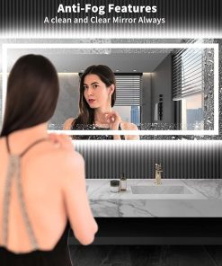 LOAAO 72X32 LED Bathroom Mirror with Lights, Anti-Fog, Dimmable, Backlit + Front Lit, Lighted Bathroom Vanity Mirror for Wall, Shatter-Proof, Memory Function, ETL Listed 2