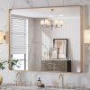 LOAAO 40”X30” Gold Bathroom Mirror, Rounded Rectangle Gold Frame Mirror, Brushed Gold Bathroom Vanity Mirror Wall-Mounted, Anti-Rust, Tempered Glass, Hangs Horizontally or Vertically 4