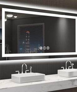 LOAAO 55X30 LED Bathroom Mirror with Lights, Anti-Fog, Dimmable, Backlit + Front Lit, Lighted Bathroom Vanity Mirror for Wall, Shatter-Proof, Memory Function, ETL Listed