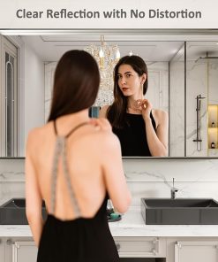 LOAAO 72X32 Inch Brushed Nickel Bathroom Mirror, Rounded Rectangle Silver Metal Frame Mirror, Brushed Nickel, Anti-Rust, Shatter Proof, Hangs Horizontally or Vertically 2