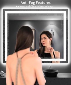 LOAAO 48″X40″ LED Bathroom Mirror with Lights, Anti-Fog, Dimmable, Backlit + Front Lit, Lighted Bathroom Vanity Mirror for Wall, Memory Function, Tempered Glass, Shatter-Proof, ETL Listed 2