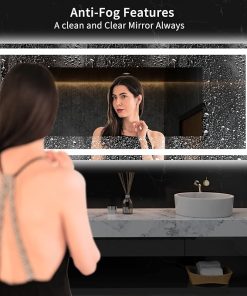 LOAAO 60X28 LED Bathroom Mirror with Lights, Anti-Fog, Dimmable, Backlit + Front Lit, Lighted Bathroom Vanity Mirror for Wall, Memory Function, Tempered Glass, ETL Listed 2