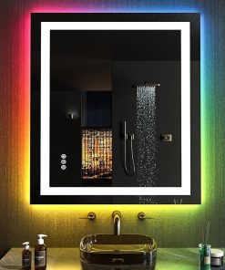 LOAAO 24″x36″ LED Bathroom Mirror with Lights, Anti-Fog, Dimmable, RGB Backlit + Front Lighted, Bathroom Vanity Mirror for Wall, Memory Function 2
